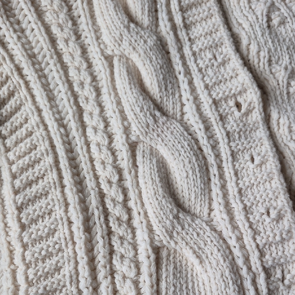 Cream/Off-White Cable Knit Cardigan with Puffy Sleeves - Picture 3 of 7